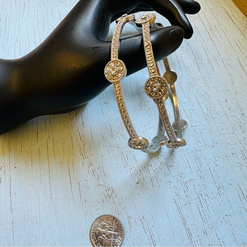 Silver Crystal Bangles Set‎ of 2